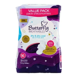 Butterfly Breathables Dry & Airy Cool Long Ultra Thin 16 Pads