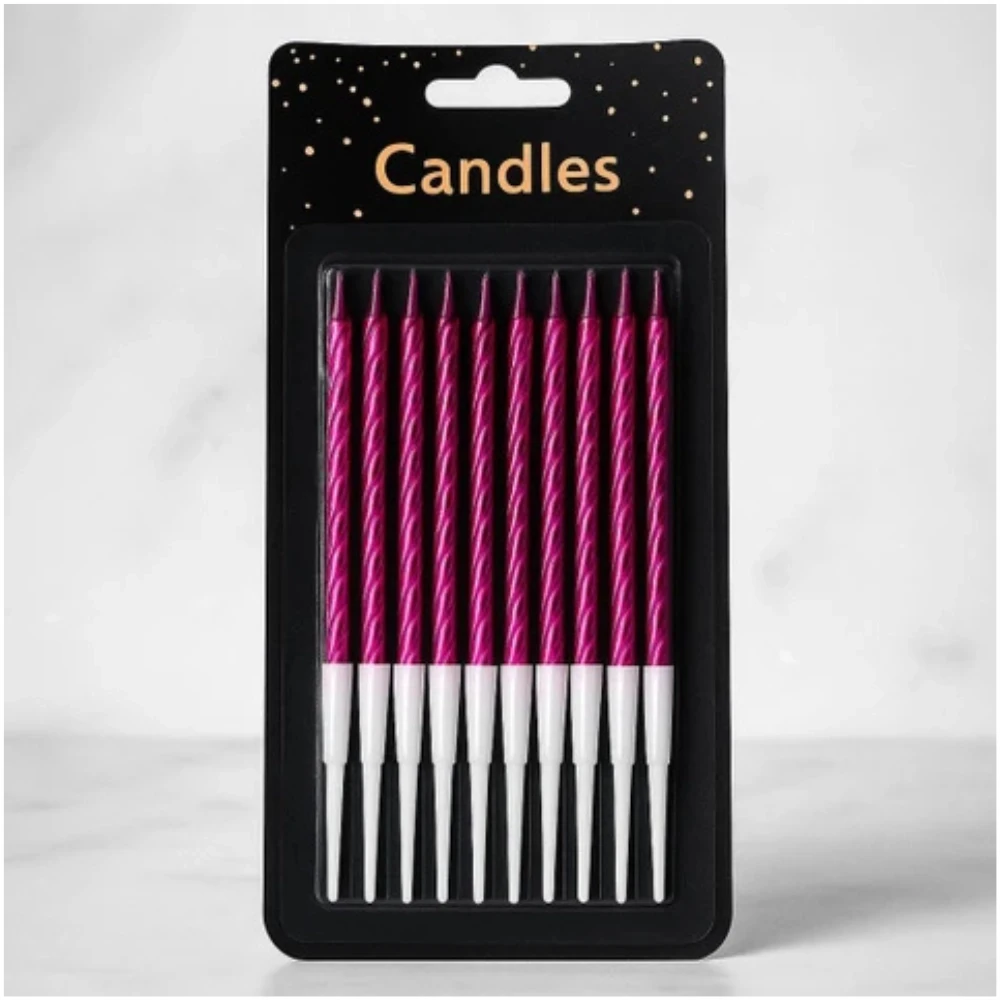 Pink Spiral Birthday Candles 10 Pieces Pack