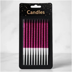 Pink Spiral Birthday Candles 10 Pieces Pack