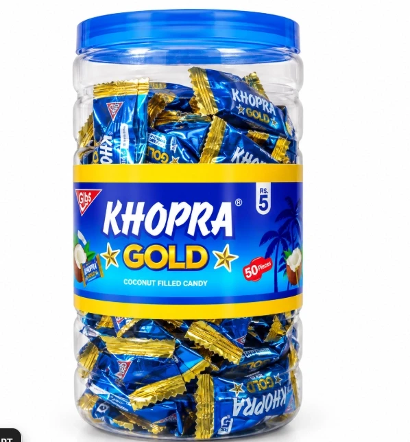 Hilal Khopra Gold Coconut Filled Candy Jar 50 Pcs