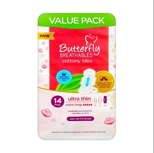 Butterfly Breathables Cottony Bliss Ultra Thin Extra Long 14 Pads