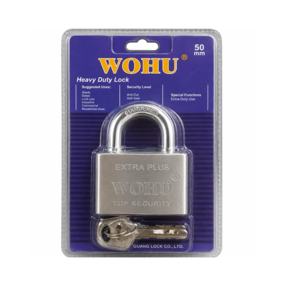 WOHU Extra Plus Heavy Duty Padlock 50mm with Keys
