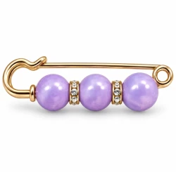 Gold Safety Pin Brooch with 3 Beads
