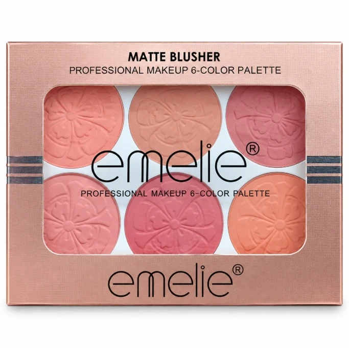 Emelie Paris Professional Makeup Matte Blusher 6-Color Palette