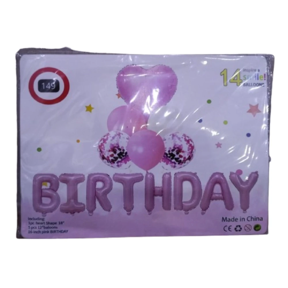 Birthday Balloon 14 Pcs Pink Color