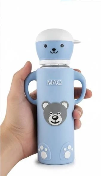 MAQ Premium Glass Feeder w Silicon Cover Colored Cap Assorted 8oz