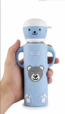 MAQ Premium Glass Feeder w Silicon Cover Colored Cap Assorted 8oz