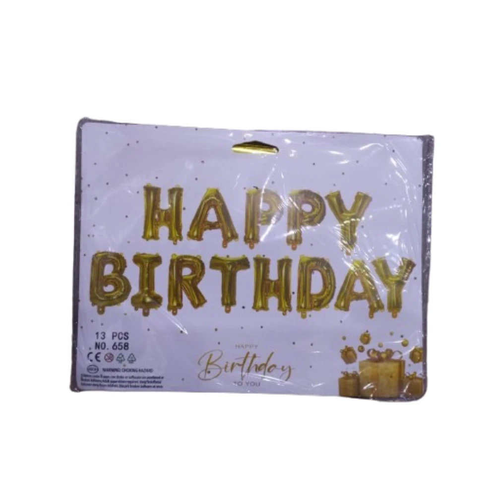 Happy Birthday Balloon Gold 13 Pcs