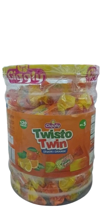 Giggly Twisto Twin Lemon+Orange Jar 120-Pcs