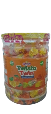 Giggly Twisto Twin Lemon+Orange Jar 120-Pcs