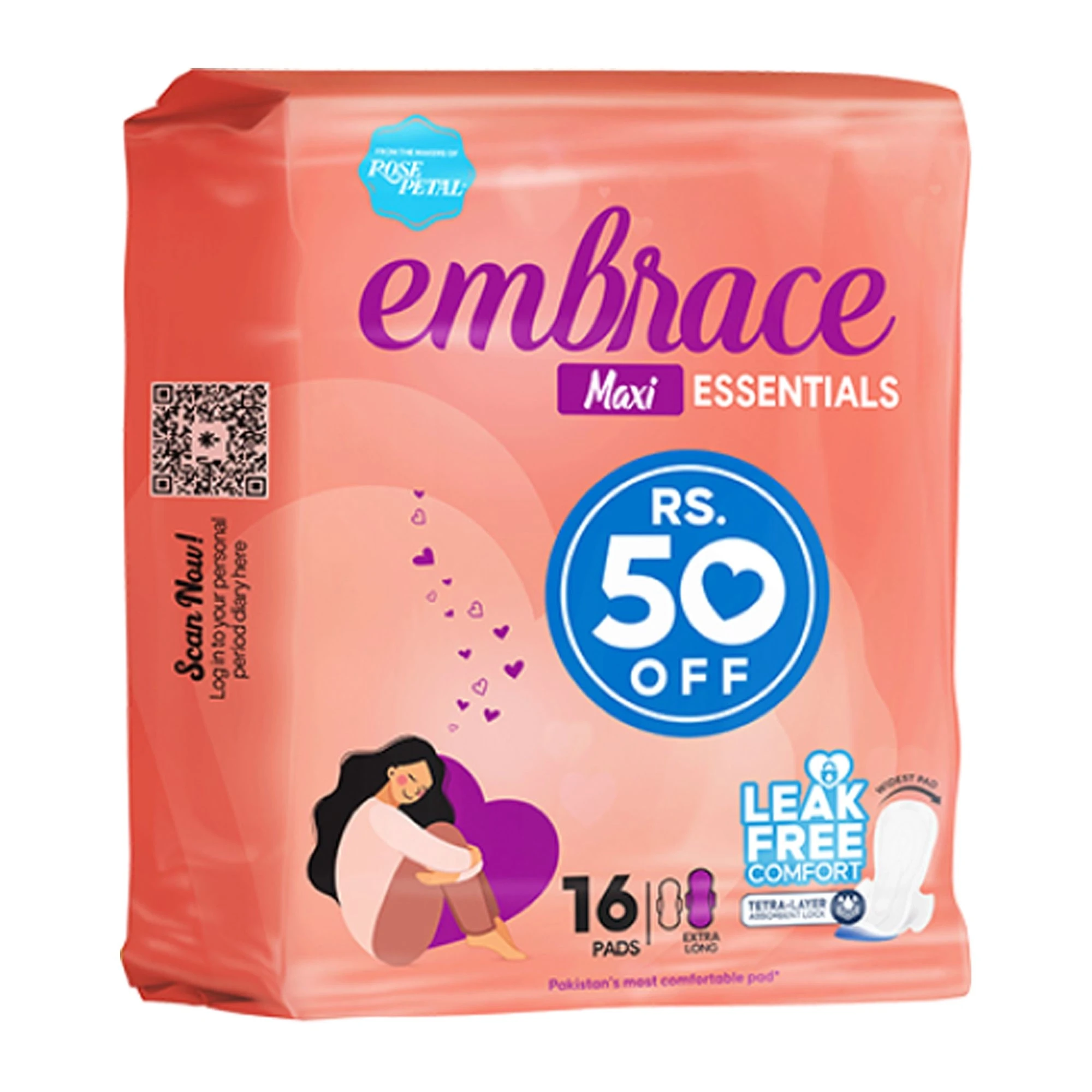 Embrace Essentials Maxi Extra Long Pads 16-Pads