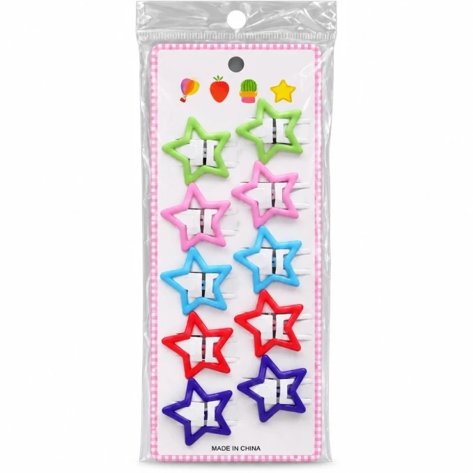 Colorful Star Shape Hair Clips – 10 Pcs