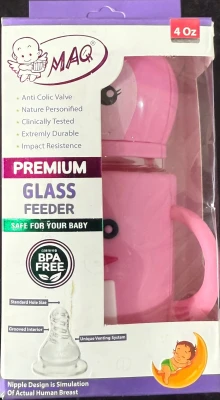 MAQ Premium Glass Feeder w Silicon Cover Colored Cap 4oz