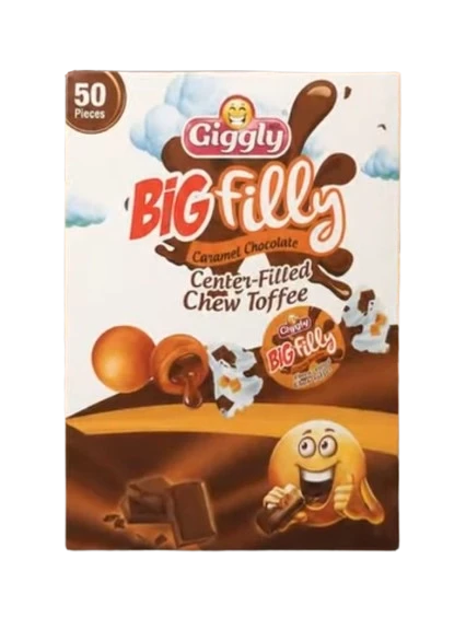 Giggly Big Filly Caramel Chocolate Center Filled Chew Toffee 50-Pcs