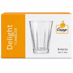 Orange Delight Glass Tumbler Set 300ml – 6 Pcs