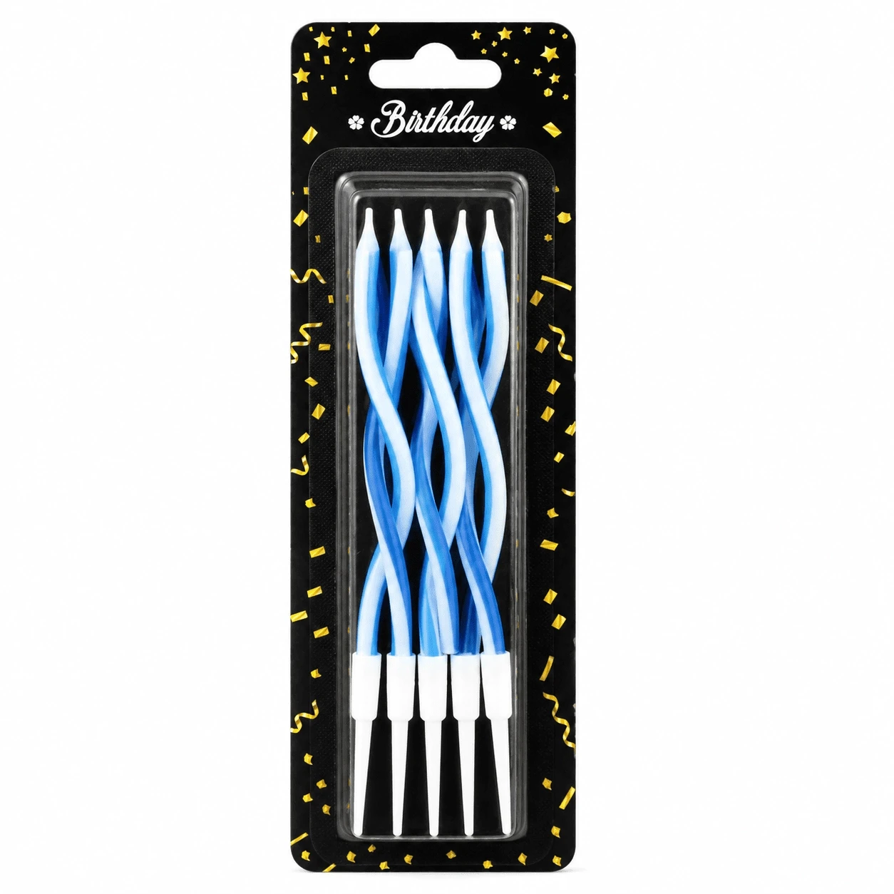 Blue & White Wavy Birthday Candles 6 Pieces Pack