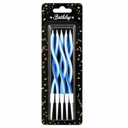 Blue & White Wavy Birthday Candles 6 Pieces Pack