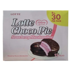 Lotte Choco Pie Strawberry Flavored Marshmallow 12 Packs Box