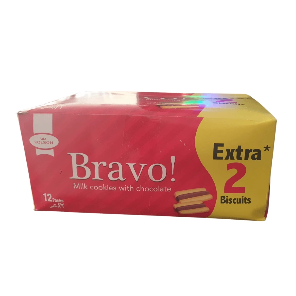 Kolson Bravo Milk Cookies With Chocolate 12 Packs Box