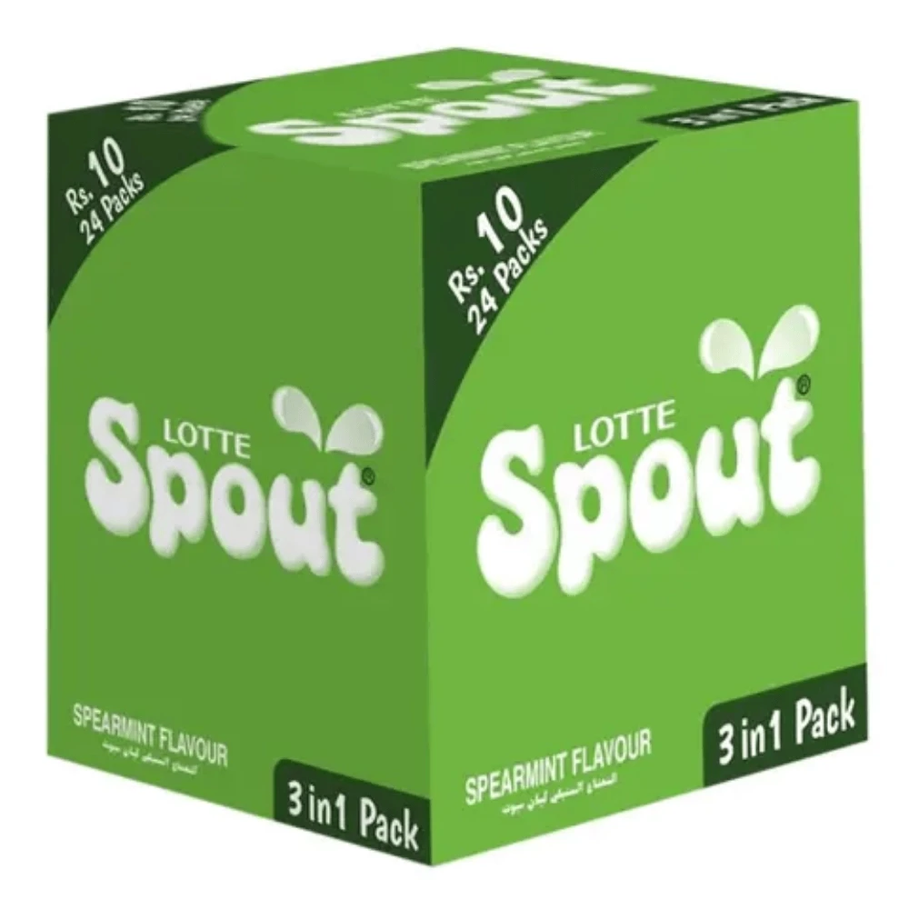 Lotte Spout Spearmint Bubble Gum Rs.10 24 Packs Box