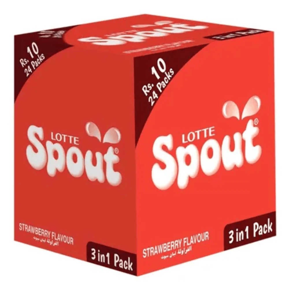Lotte Spout Strawberry Bubble Gum Rs.10 24 Packs Box
