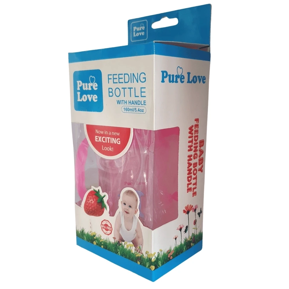 Pure Love Feeder with Handle 160ml Strawberry clear