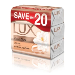 Lux Bar Velvet Glow Jasmine With Vitamin C & Glycerin Soap Trio 3x123g