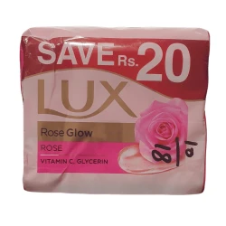 Lux Soap Rose Glowing Skin Vitamin C Glycerin Trio 123g