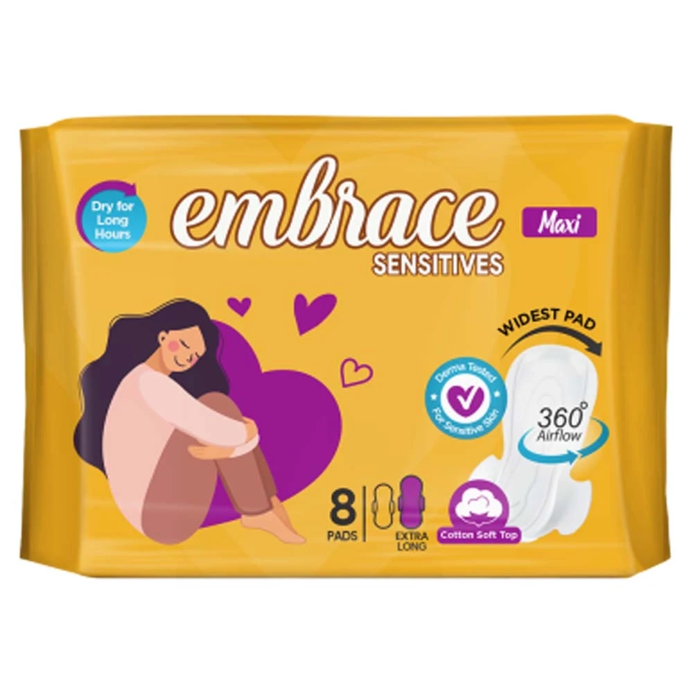 Embrace Sensitives Maxi Extra Long Pads 8-Pads