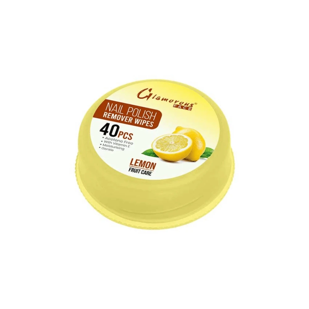 Glamorous Face Nail Remover Wipes Lemon 40 Pc