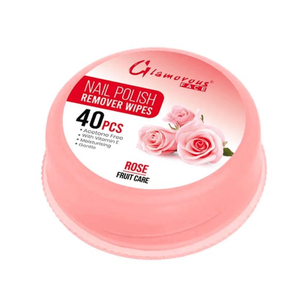 Glamorous Face Nail Remover Wipes Rose 40 Pcs