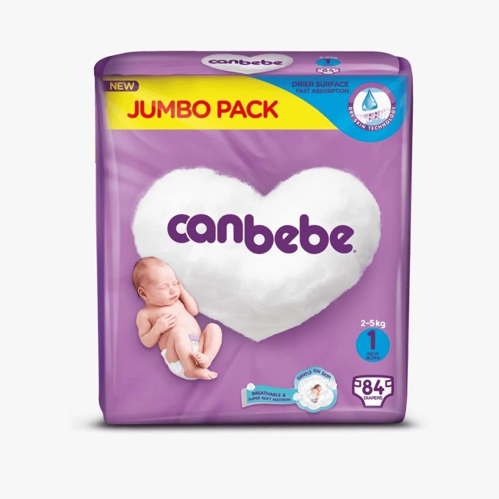 Canbebe Diaper Jumbo No.1 New Born 2-5Kg 84Pcs