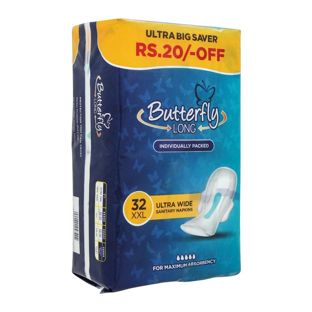 Butterfly Long Ultra Thin Sanitary Napkins XXL 32-Pads Ultra Big Saver Pack