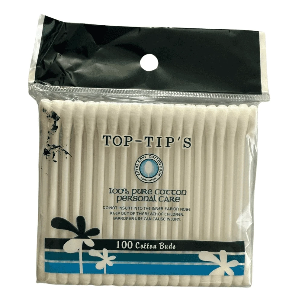 Top Tips 100 Cotton Ear Buds Plastic Lose
