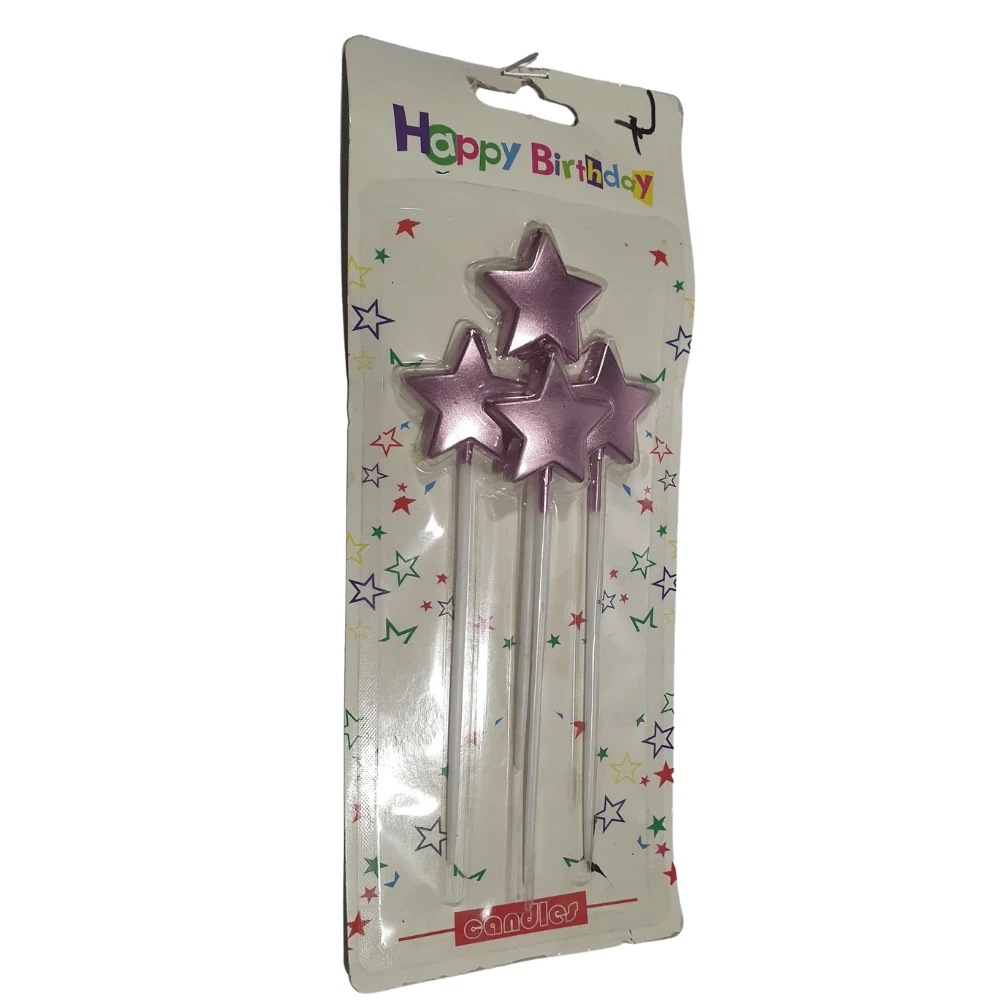 Happy Birthday Candle Star Shape 4 Pcs Assorted