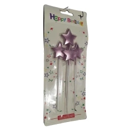 Happy Birthday Candle Star Shape 4 Pcs Assorted