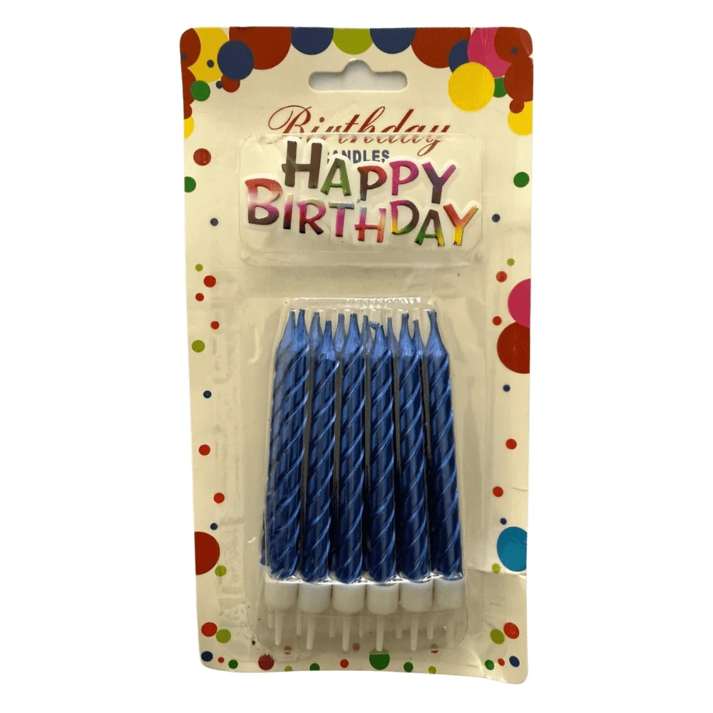Happy Birthday Cake Candles 10 Pcs Blue