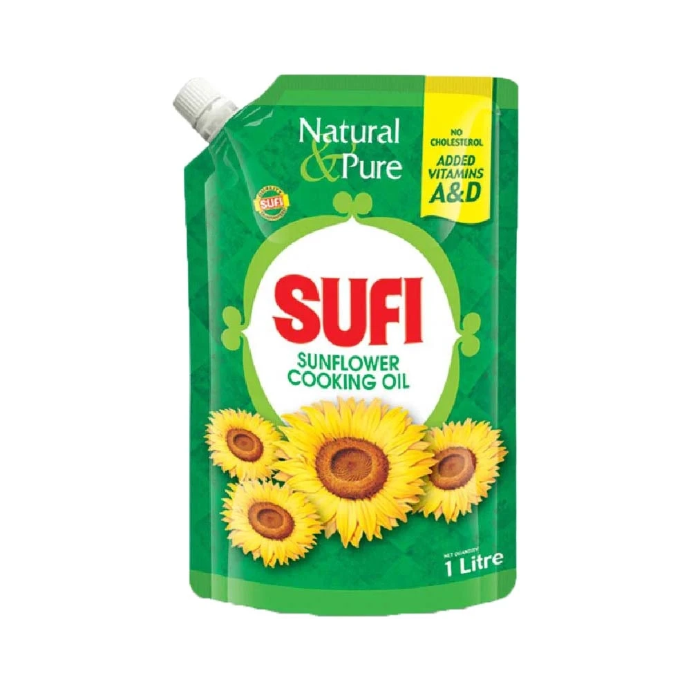 Sufi Sunflower Cooking Oil 1Ltr Nozzle Pouch