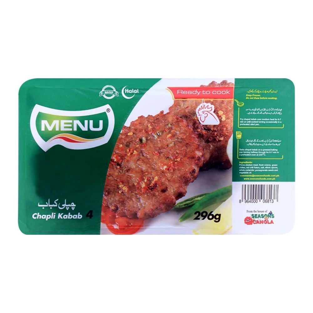 Menu Chapli Kabab 4-Pcs 296gm