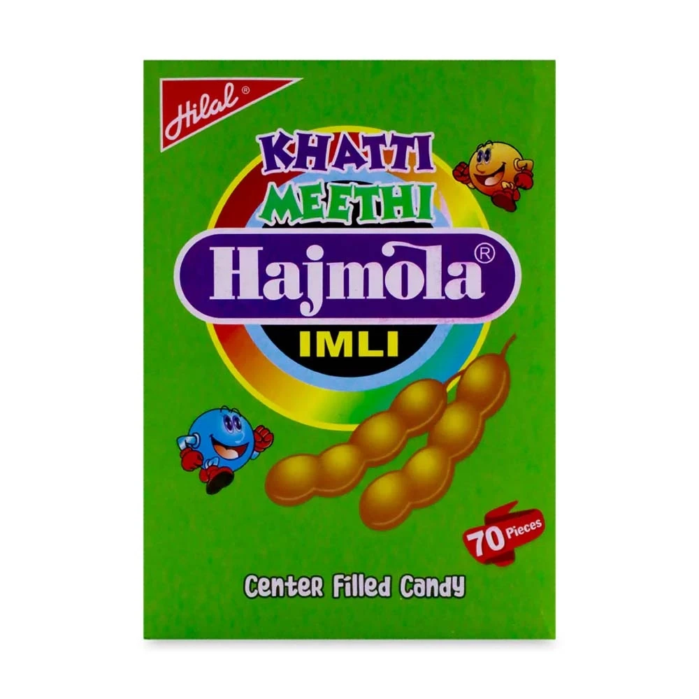 Hilal Khati Meethi Hajmola Imli Center Filled Candy 70-Pcs Box