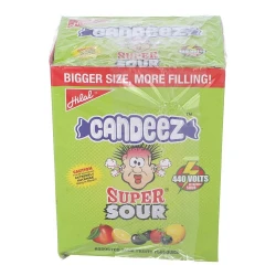 Hilal Super Sour Assorted Sour Fruity Flavors Center Filled Candy 70-Pcs Box
