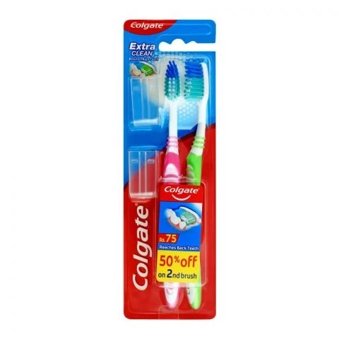 Colgate Extra Clean Medium Toothbrush 2-Pcs