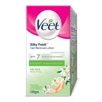 Veet Silky Fresh Sensitive Skin Hair Removal Lotion Nourishing With Shea Butter & Lily Fragrance Body & Legs Dry Skin 120gm
