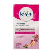 Veet Silky Fresh Hair Removal Lotion Moisturising Lotus Flower Extract Body & Legs Normal Skin 120gm