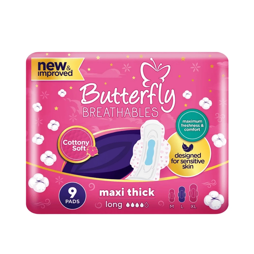 Butterfly Breathables Cottony Soft Maxi Thick Long Pads 9-Pads