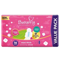Butterfly Breathables Cottony Soft Maxi Thick Extra Long Pads 16-Pads