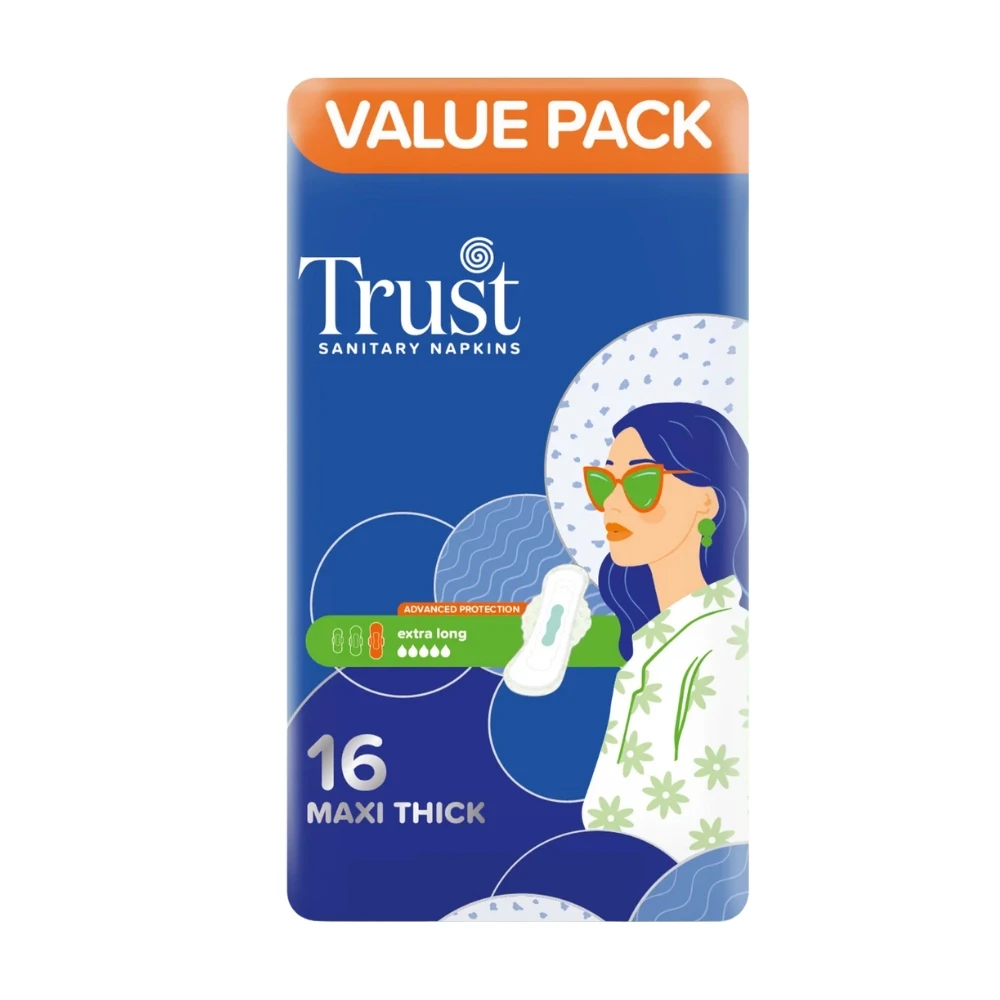 Trust Maxi Thick Extra Long Sanitary Napkins 16 Pcs