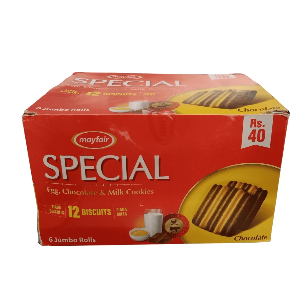 Mayfair Special Egg ,Chocolate & Milk Cookies 6 Jumbo Rolls Rs.40