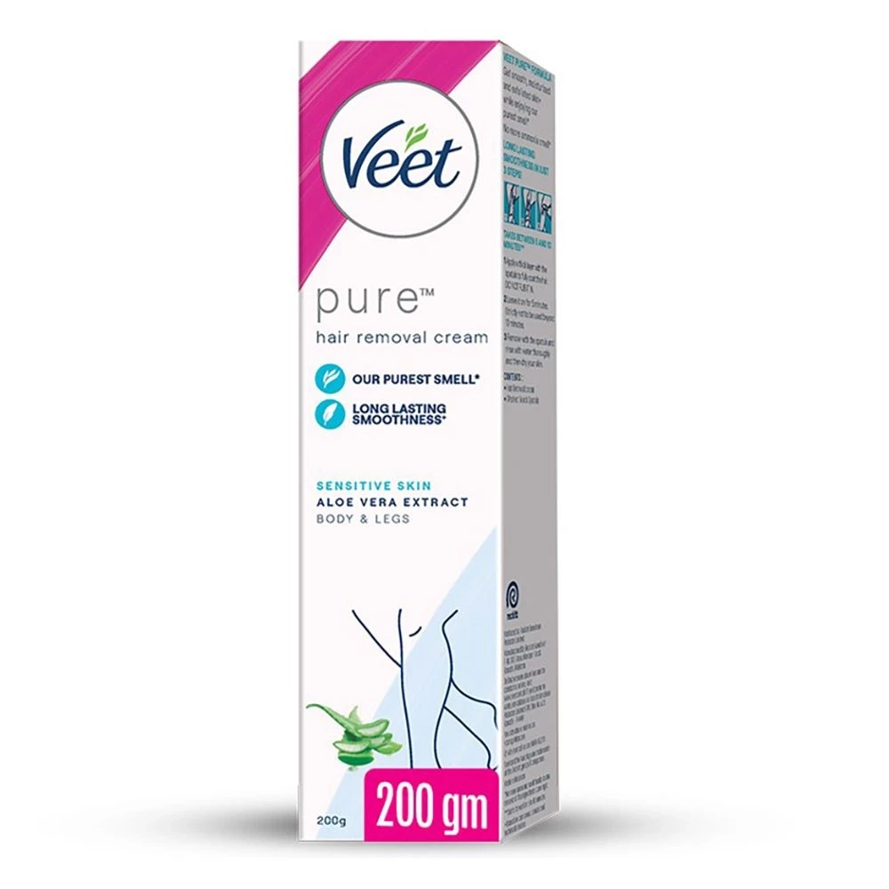 Veet Pure Hair Removal Cream Aloe Vera Extract for Sensitive Skin Full Arms 200gm