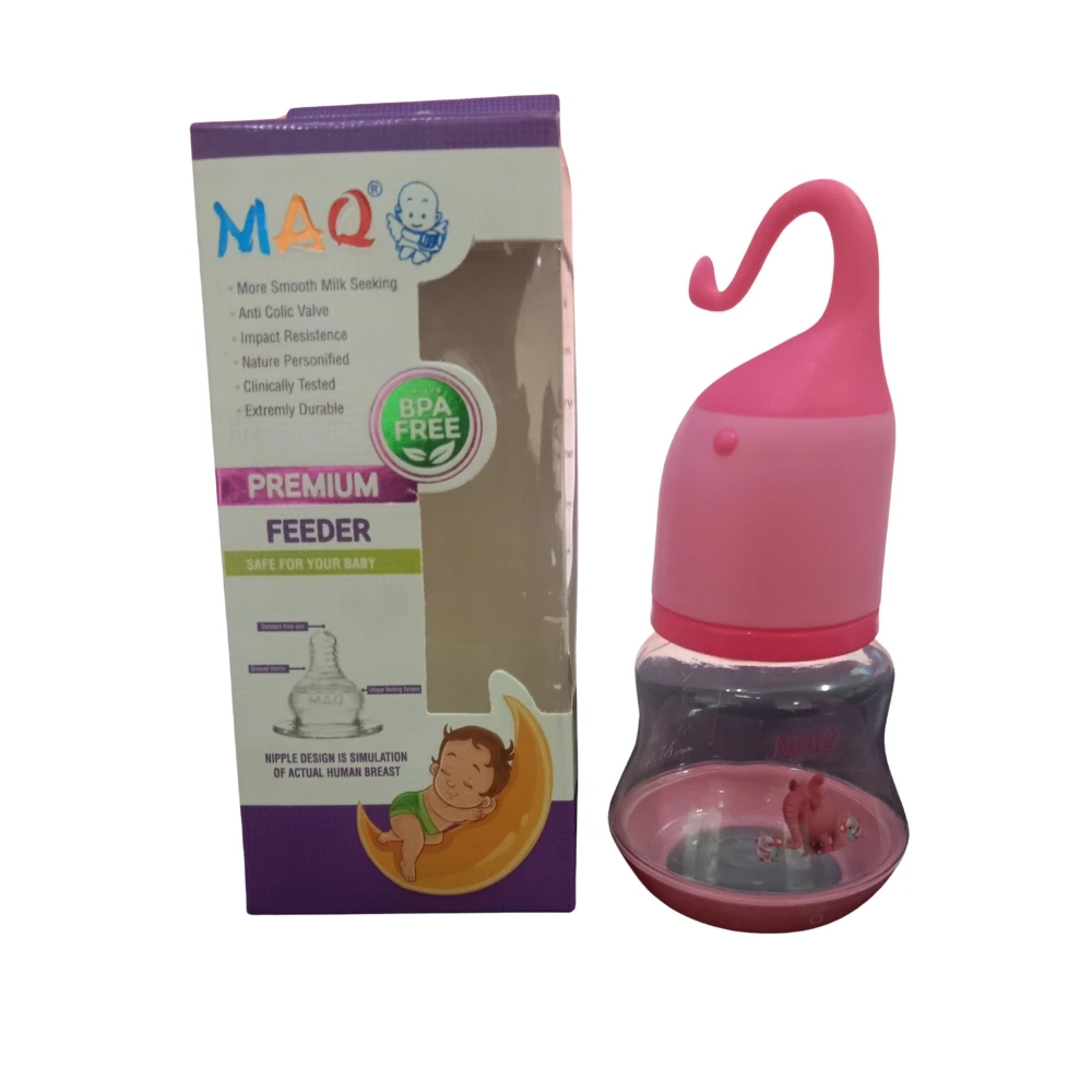 MAQ 3 Oz Feeding Bottle Premium Feeder Transparent (Elephant)